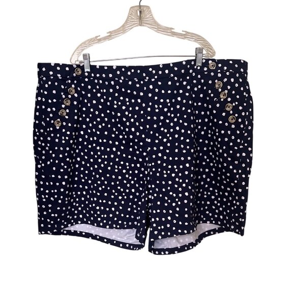 Lane Bryant Womens Size 28 Polka Dot Navy Shorts   Vacation Resort Stretch - Picture 1 of 11